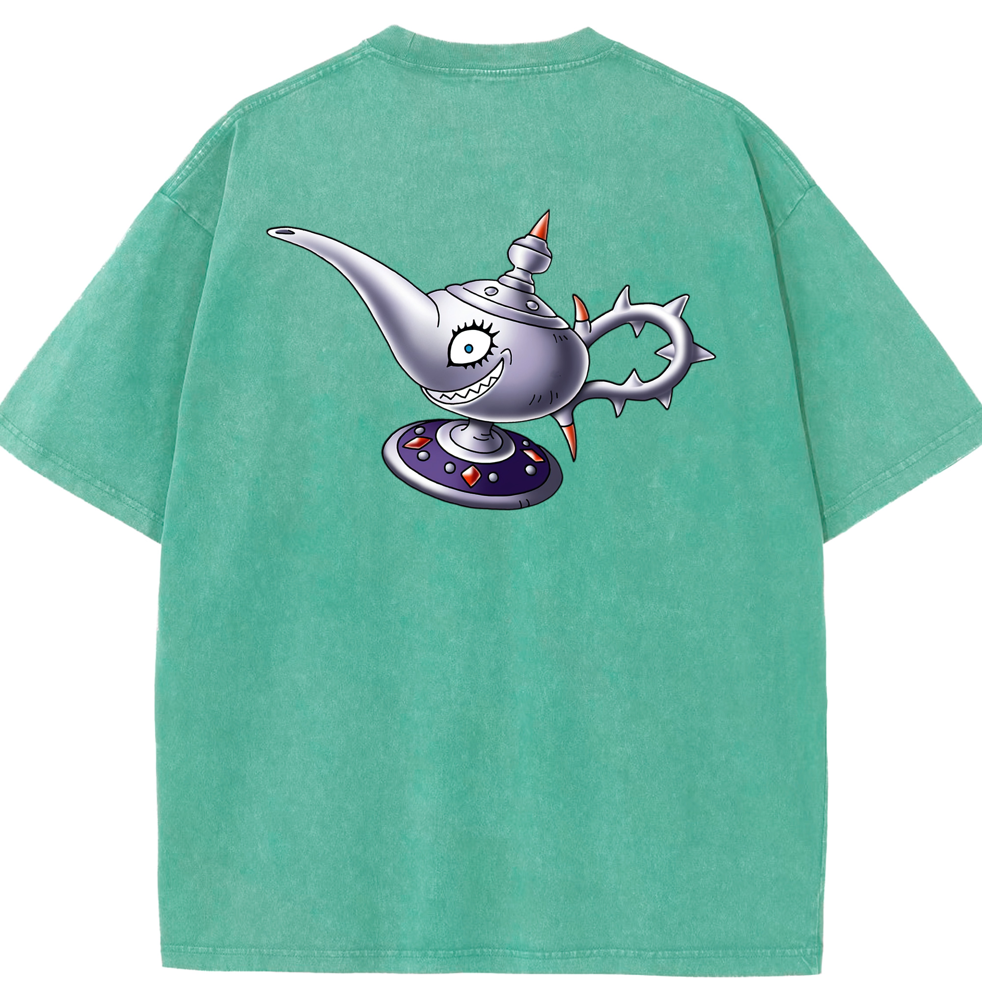 （画像用） ドラゴンクエスト Doragon Kuesuto Dragon Quest 綿100% ヴィンテージ風 半袖Tシャツ（背面プリント）